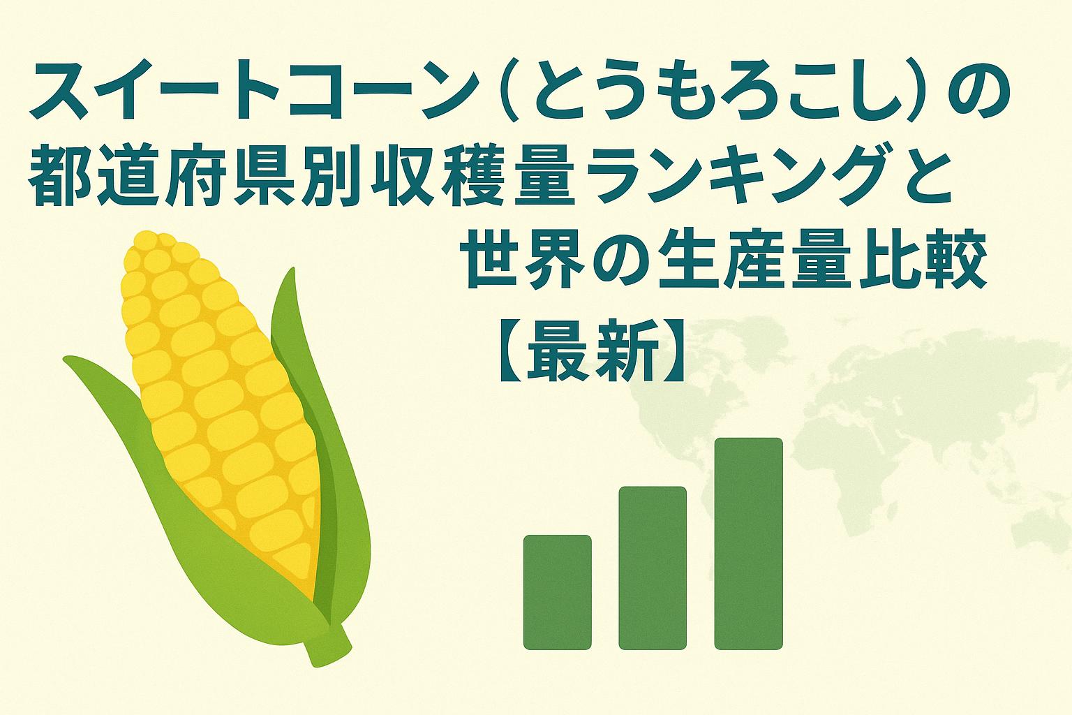 スイートコーン（とうもろこし）の都道府県別収穫量ランキングと世界の生産量比較【最新】